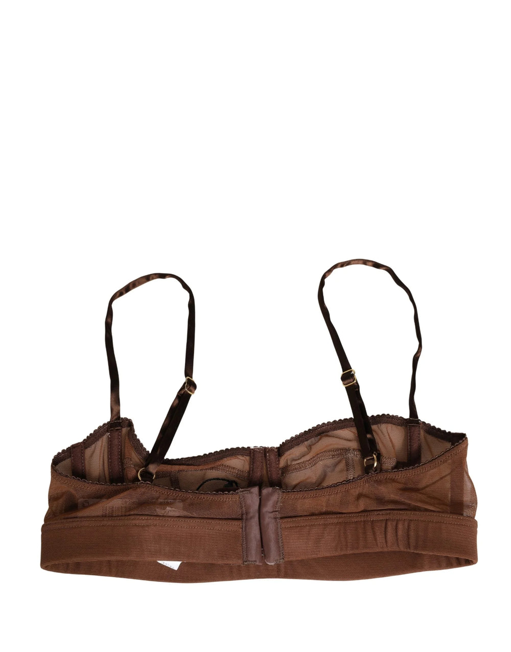 Dolce & Gabbana Brun DG Logotyp Nylon Mesh Balconette BH Underkläder - IT2 | S