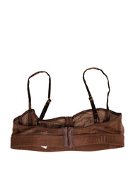 Dolce & Gabbana Brun DG Logotyp Nylon Mesh Balconette BH Underkläder - IT2 | S