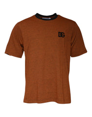 Dolce & Gabbana Brown DG Logo Polyester Crew Neck T-shirt - IT44 | XS - T-Shirts