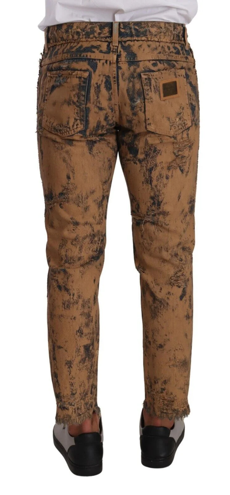 Dolce & Gabbana Brown Distressed Cotton Regular Denim Jeans - IT48 | M - Jeans