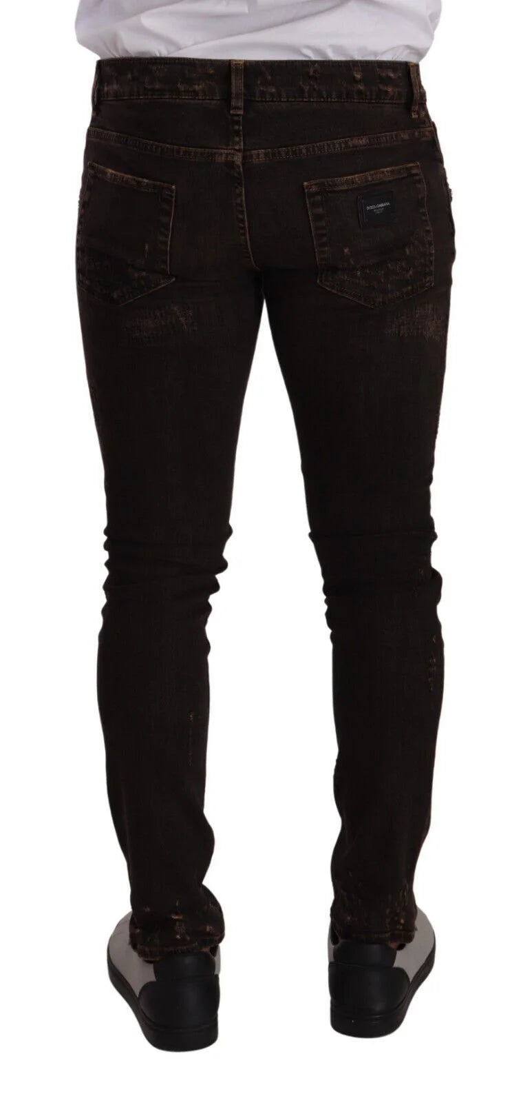 Dolce & Gabbana Brown Distressed Slim Fit Skinny Denim Jeans - IT48 | M - Jeans