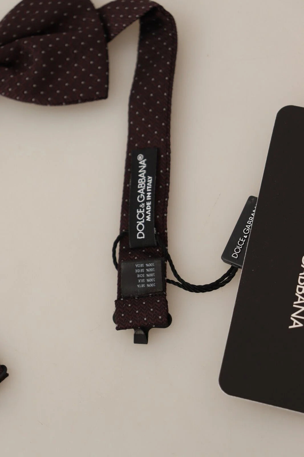 Dolce & Gabbana Brown Dotted Silk Adjustable Neck Papillon Bow Tie - Neckties