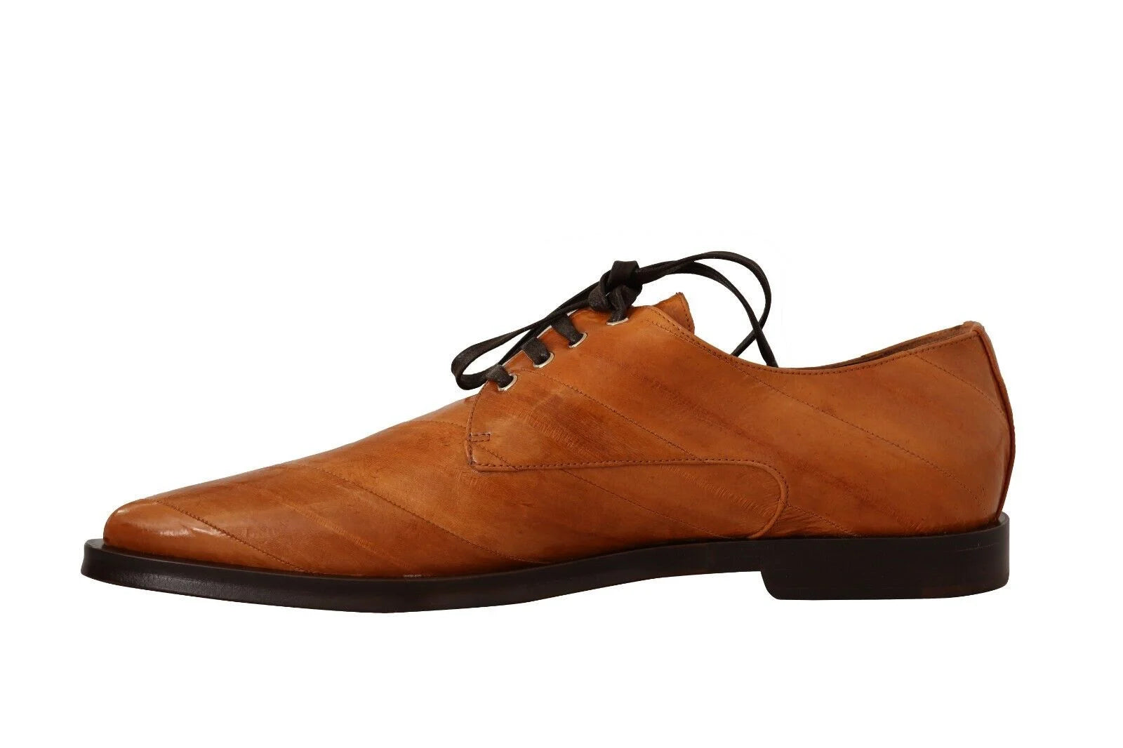 Dolce & Gabbana Brown Eel Leather Lace Up Formal Shoes - EU39/US8.5 - Flats