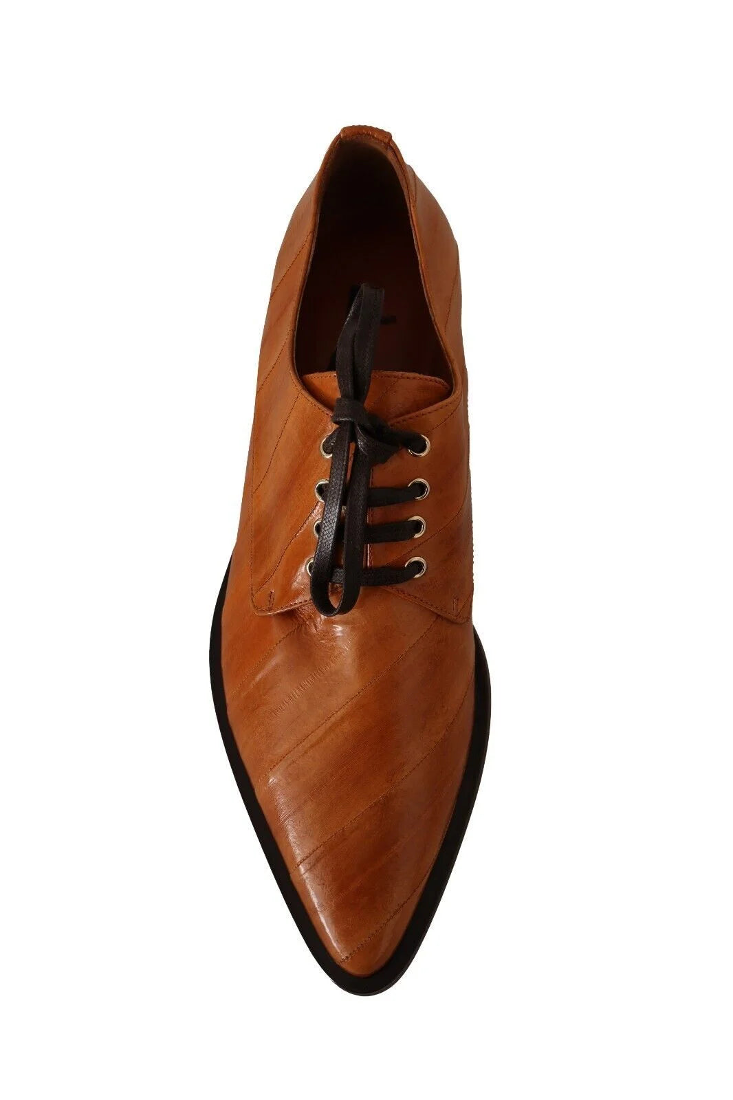 Dolce & Gabbana Brown Eel Leather Lace Up Formal Shoes - EU39/US8.5 - Flats