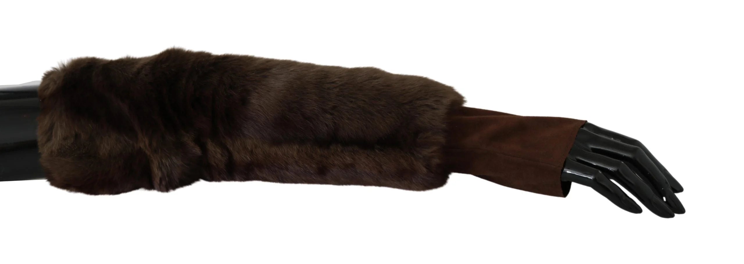 Dolce & Gabbana Brown Elbow Length Finger Less Fur Gloves - 7.5|S