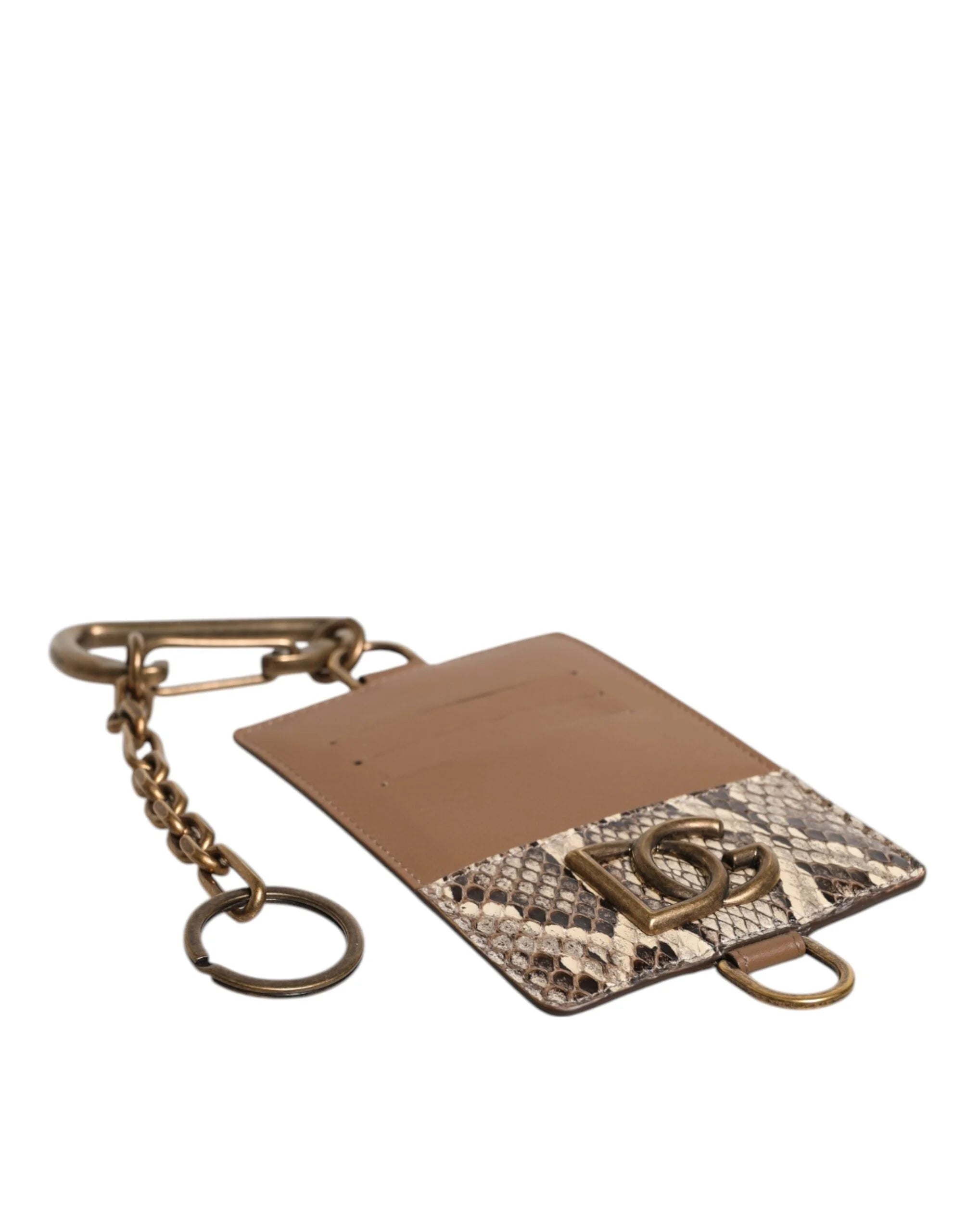 Dolce & Gabbana Brown Exotic Leather Card Holder DG Logo Plaque Wallet - Card Cases