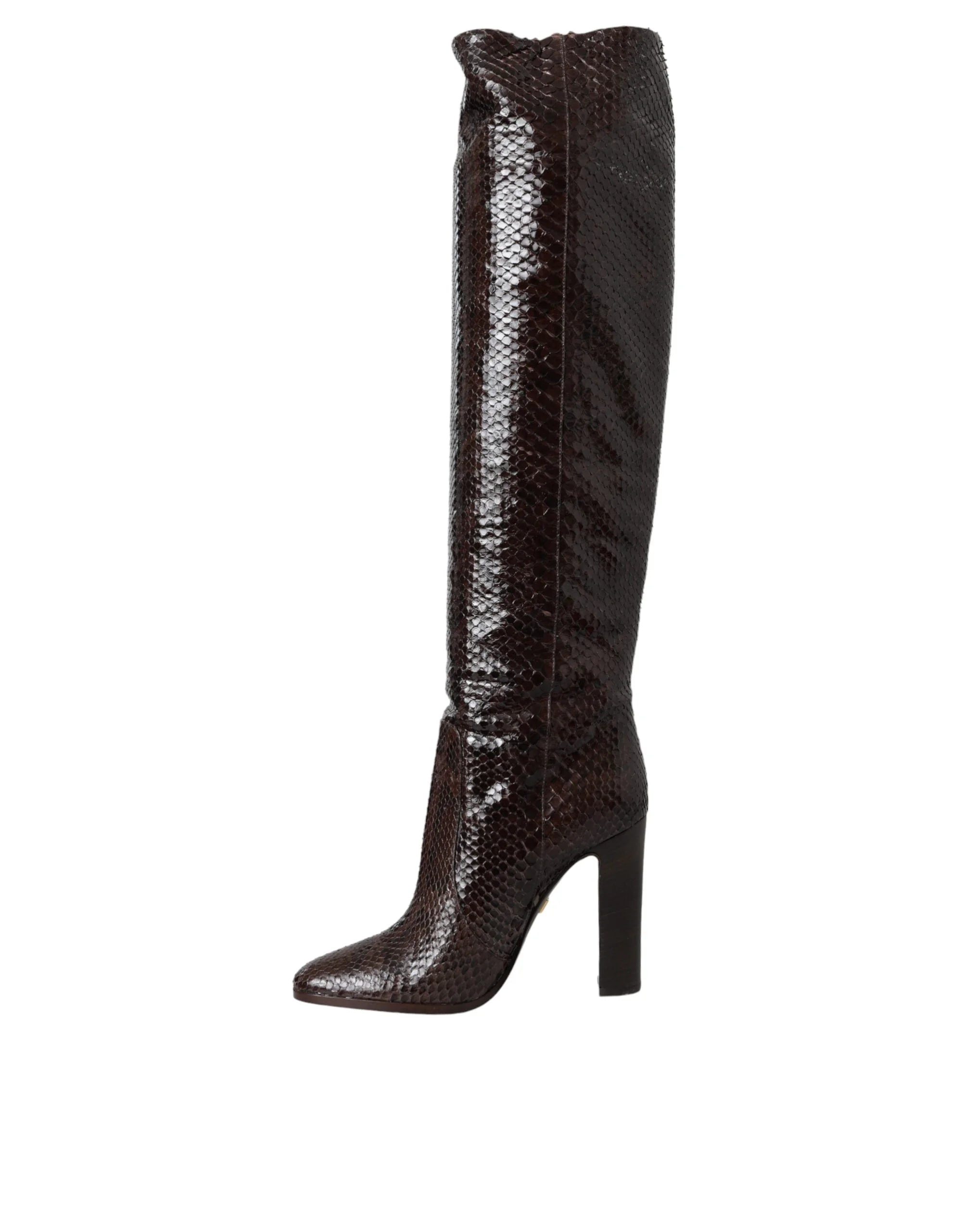 Dolce & Gabbana Brown Exotic Leather Heels High Boots Shoes - Boots
