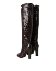 Dolce & Gabbana Brown Exotic Leather Heels High Boots Shoes - Boots