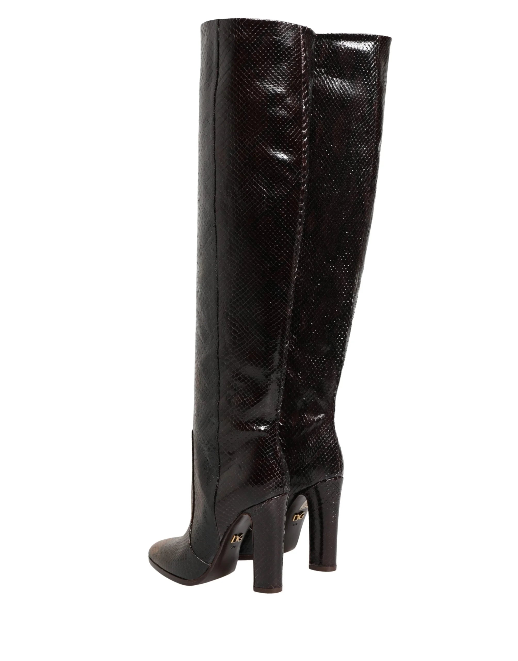 Dolce & Gabbana Brown Exotic Leather Knee High Boots Shoes - EU37/US6.5