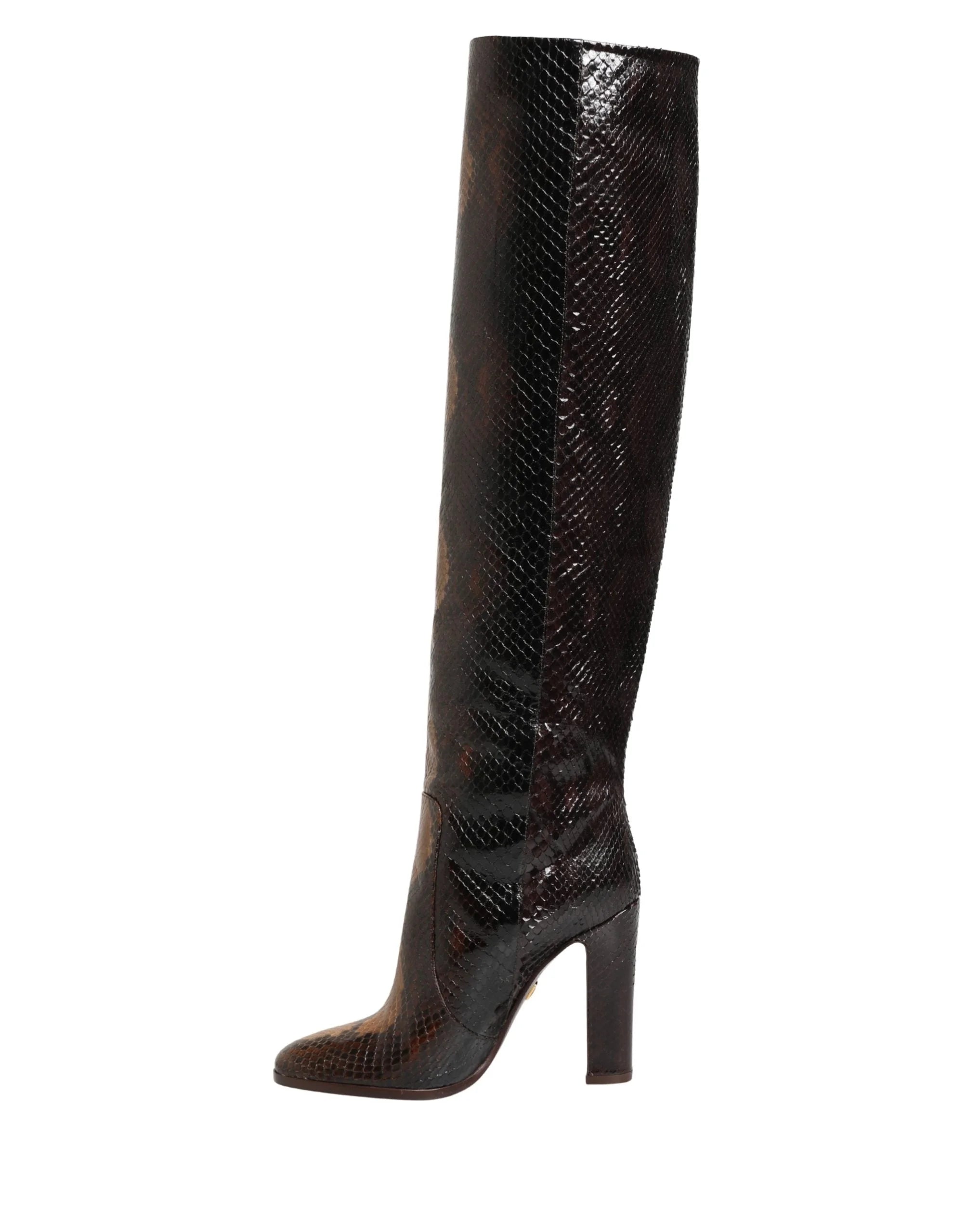 Dolce & Gabbana Brown Exotic Leather Knee High Boots Shoes - EU37/US6.5