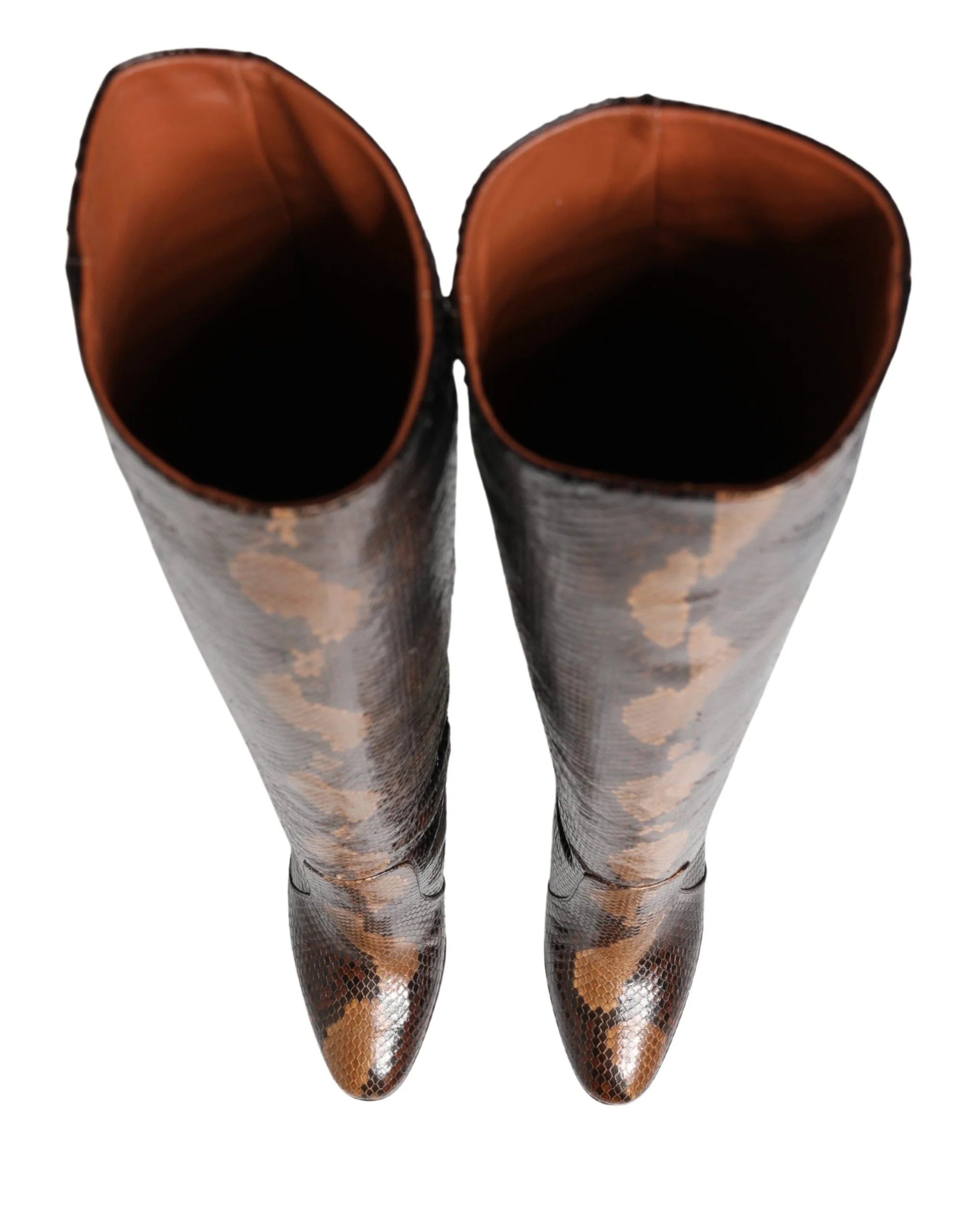 Dolce & Gabbana Brown Exotic Leather Knee High Boots Shoes - EU37/US6.5