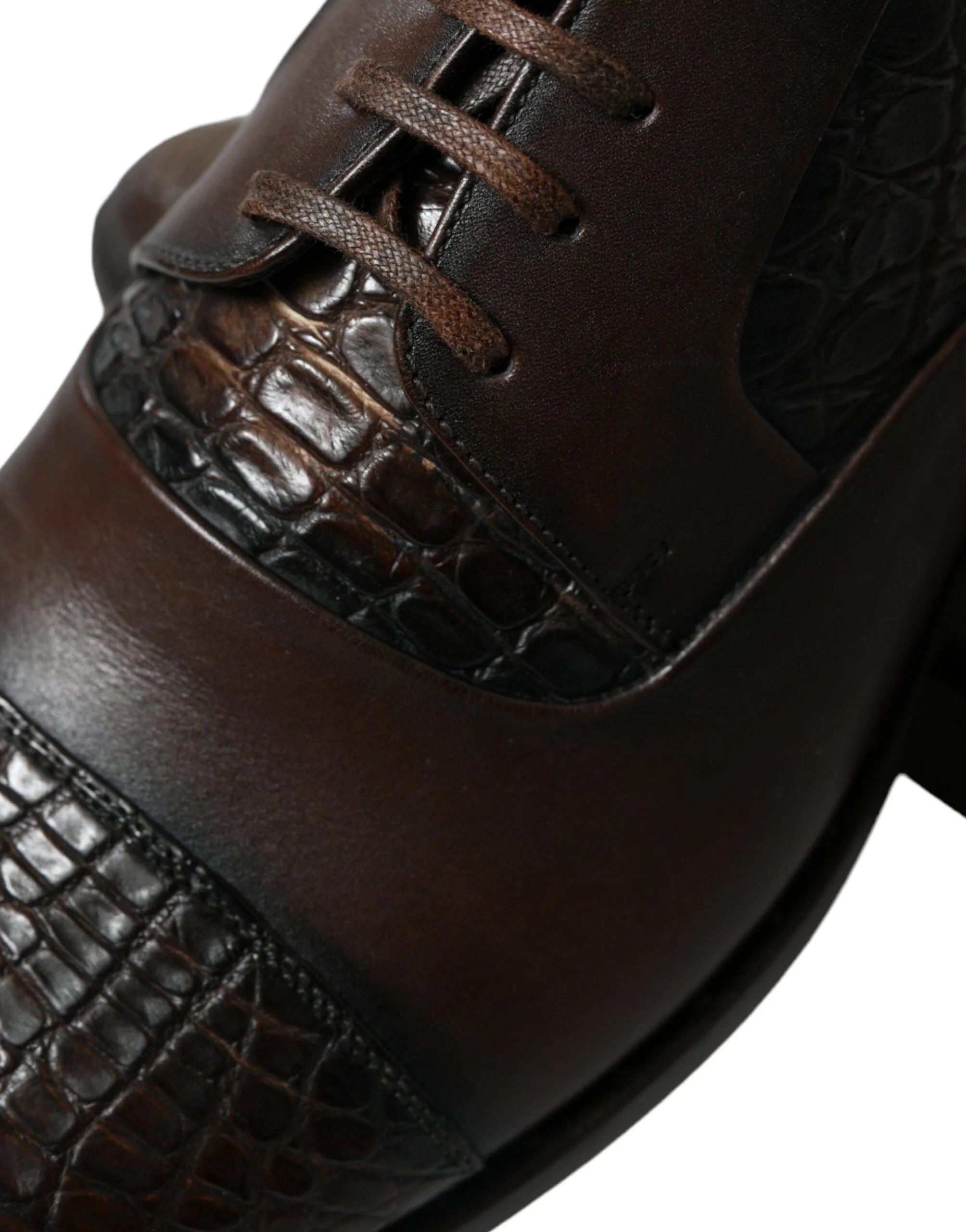 Dolce & Gabbana Brown Exotic Leather Lace Up Oxford Dress Shoes - EU41/US8