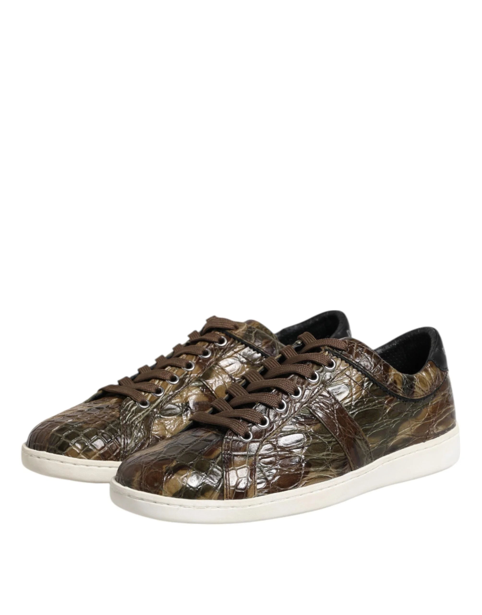 Dolce & Gabbana Brown Exotic Leather Low Top Sneakers Shoes - EU40/US7