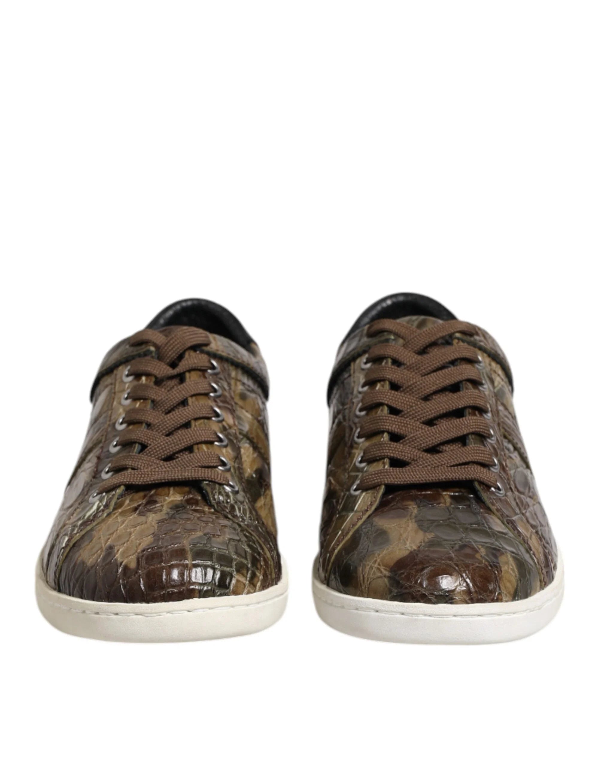 Dolce & Gabbana Brown Exotic Leather Low Top Sneakers Shoes - EU40/US7