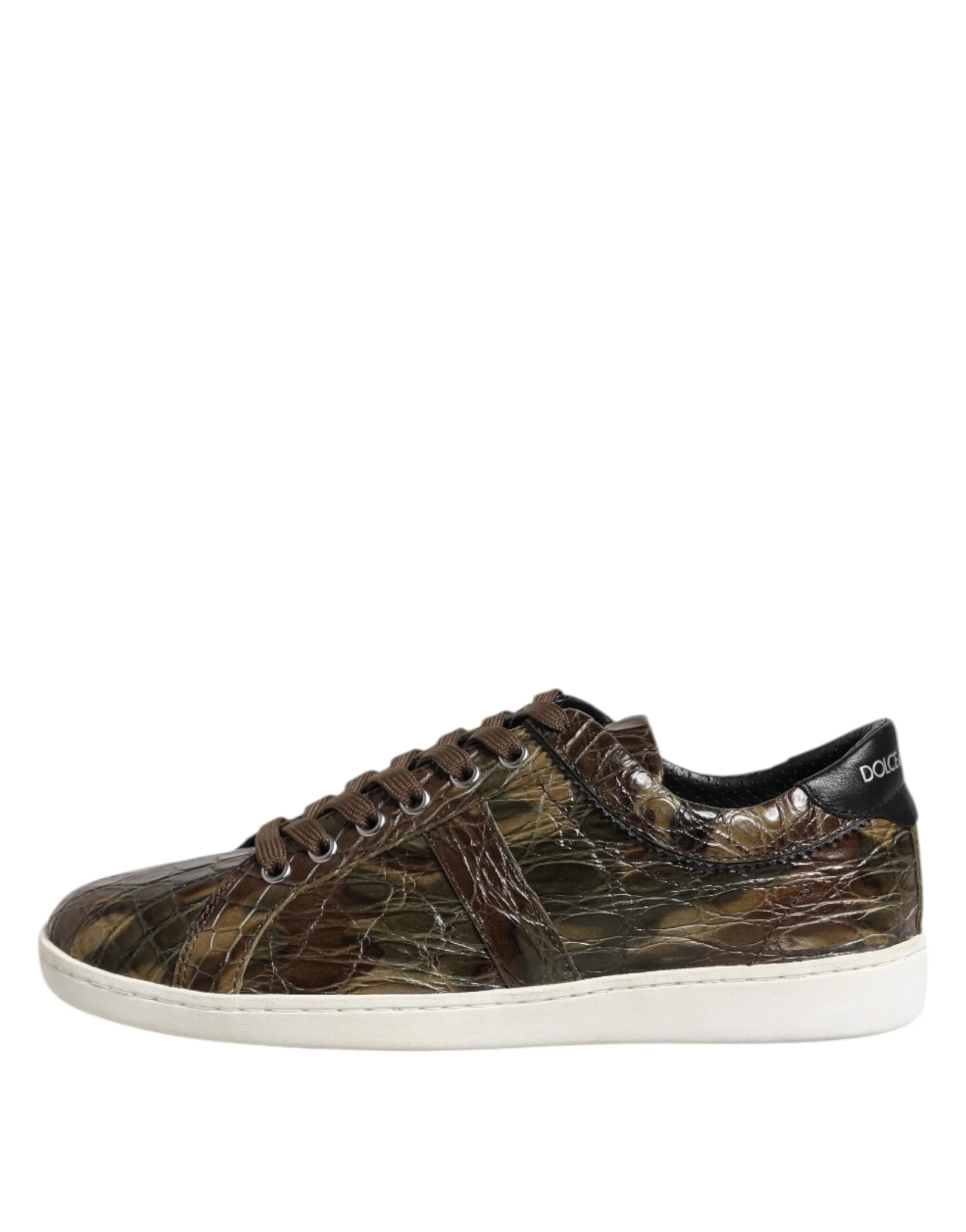 Dolce & Gabbana Brown Exotic Leather Low Top Sneakers Shoes - EU40/US7