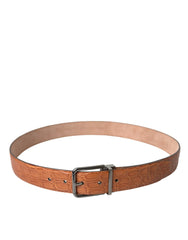 Dolce & Gabbana Brown Exotic Leather Silver Metal Buckle Belt - 90 cm / 36 Inches - Belts