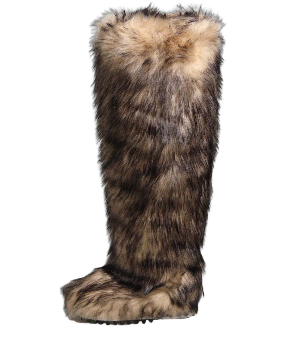 Dolce & Gabbana Brown Faux Skim Ski Fur Knee High Boots Shoes - EU44/US11