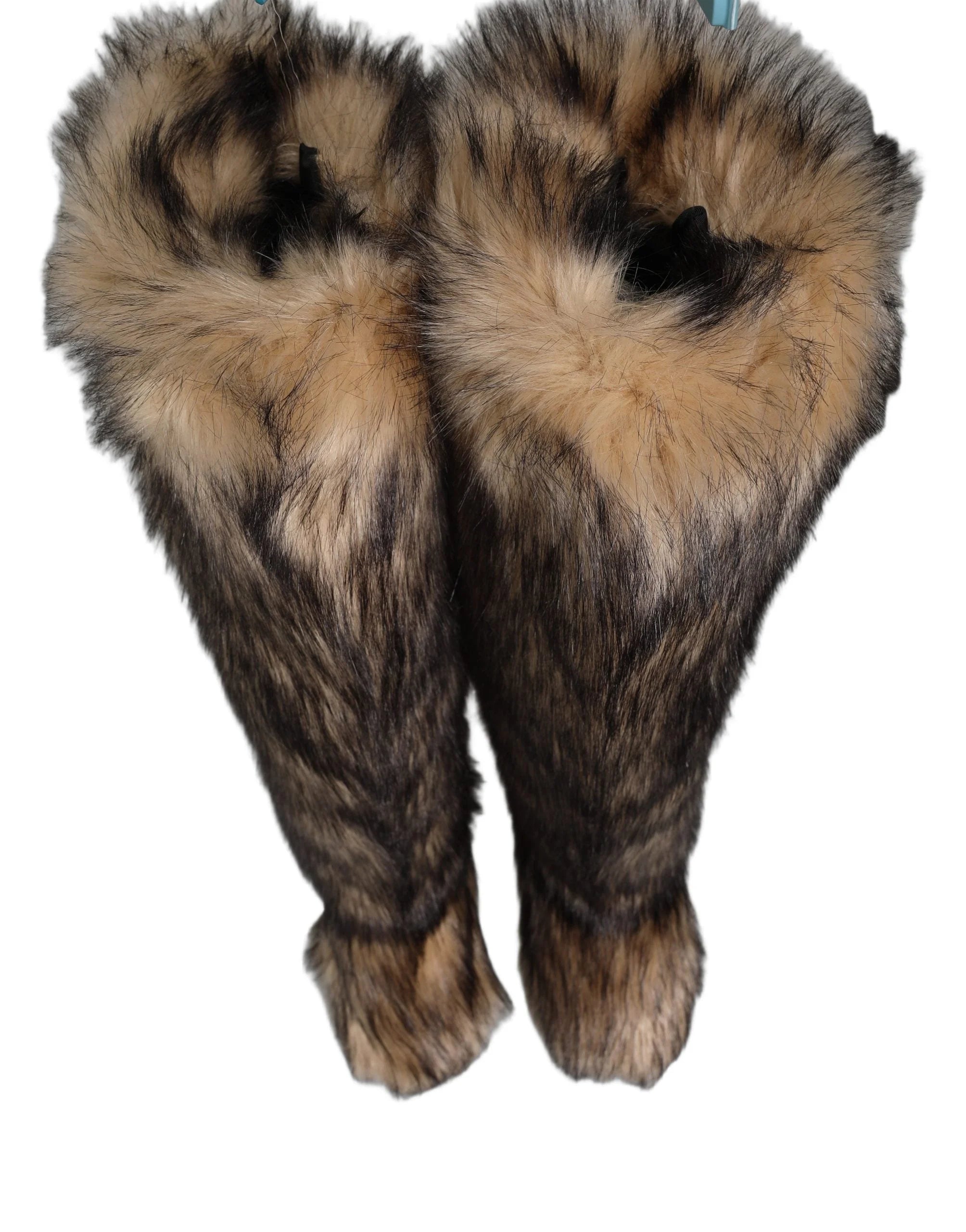 Dolce & Gabbana Brown Faux Skim Ski Fur Knee High Boots Shoes - EU44/US11