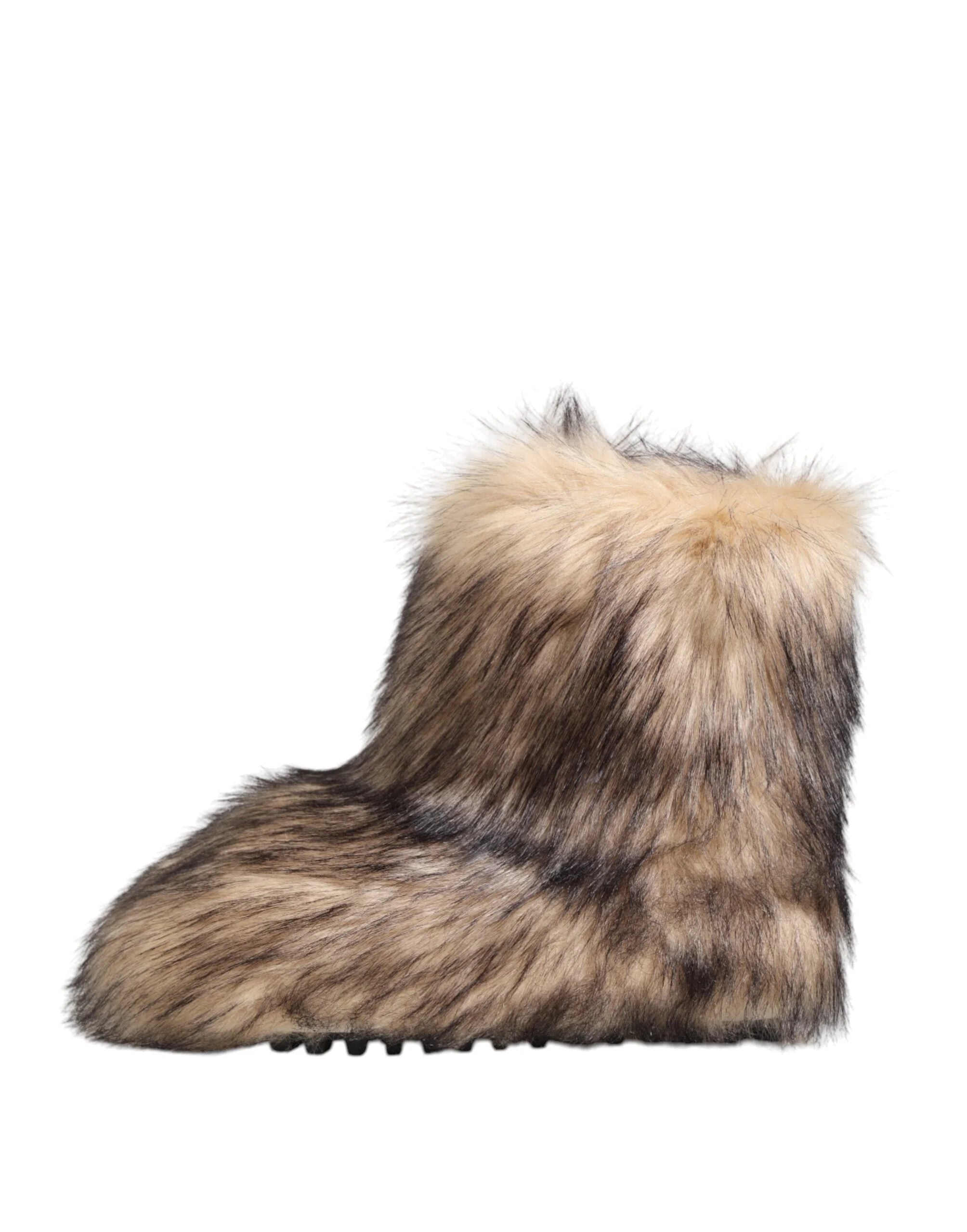 Dolce & Gabbana Brown Faux Skim Ski Fur Men Short Boots Shoes - EU44/US11