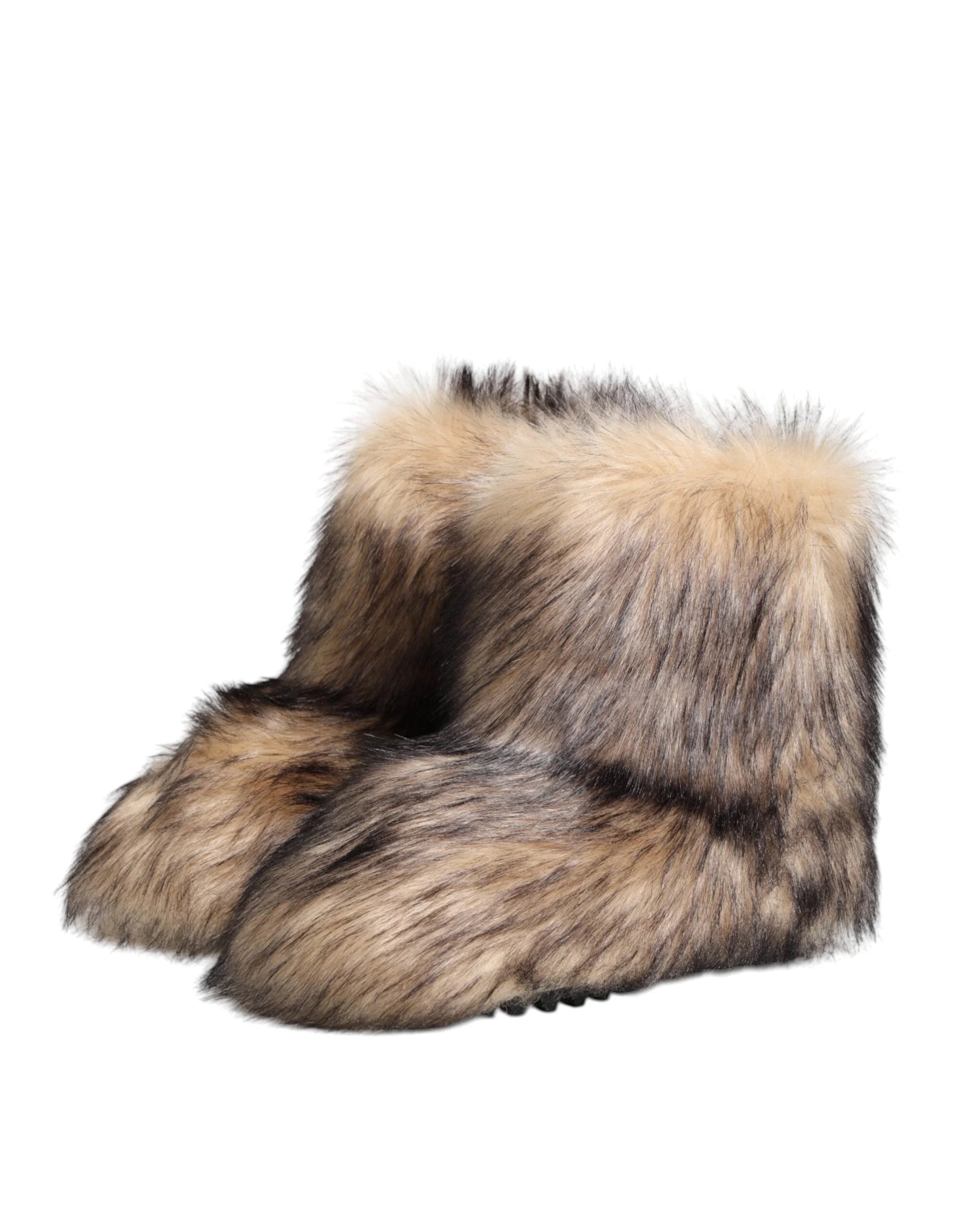Dolce & Gabbana Brown Faux Skim Ski Fur Men Short Boots Shoes - EU44/US11