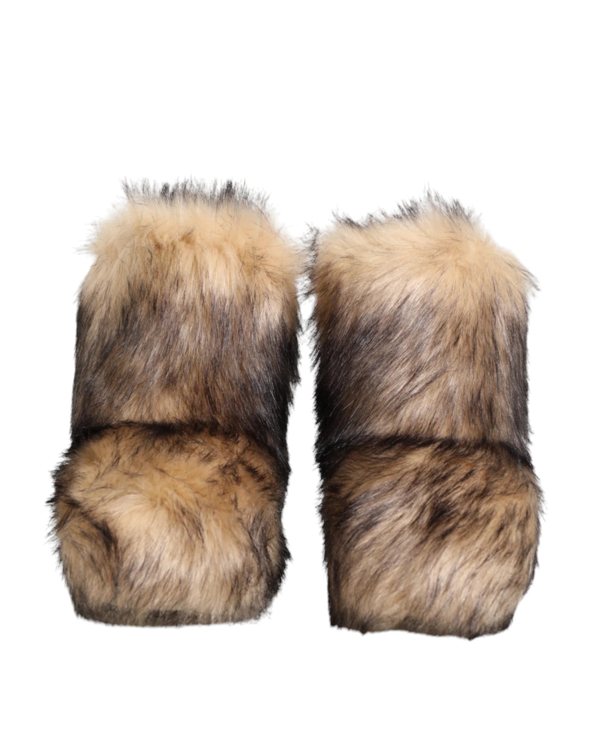 Dolce & Gabbana Brown Faux Skim Ski Fur Men Short Boots Shoes - EU44/US11