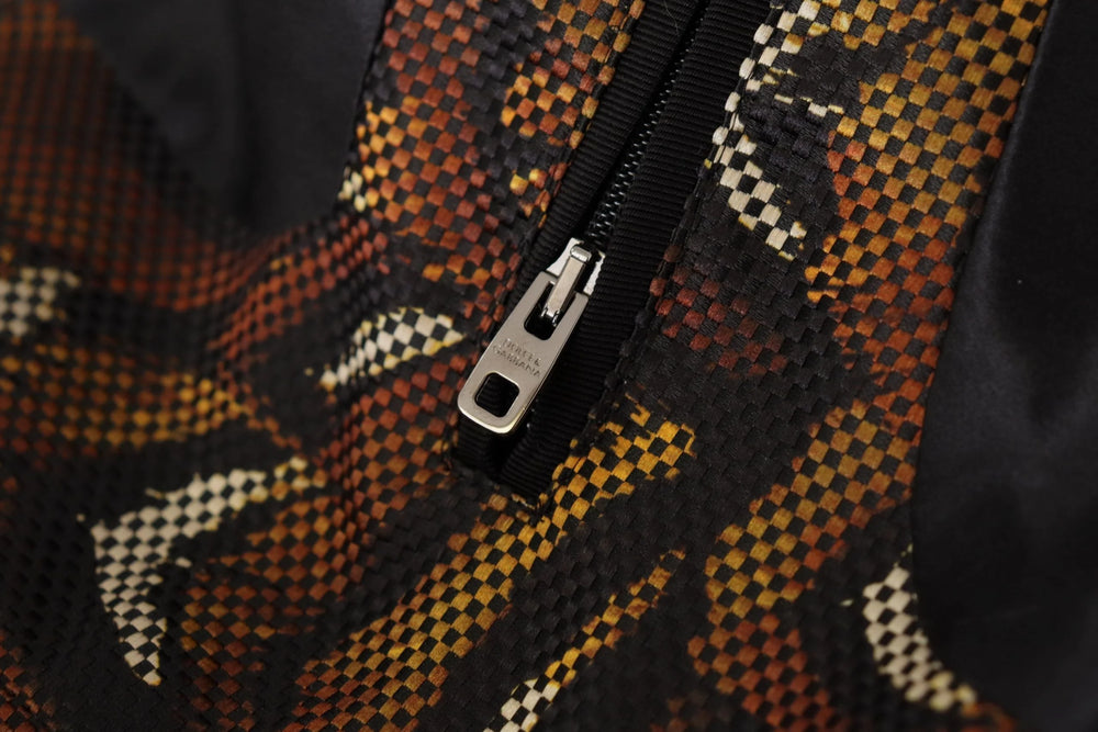 Dolce & Gabbana Brown Feather Full Zip Blouson Jacket - IT44 | XS - Bomber Jackets