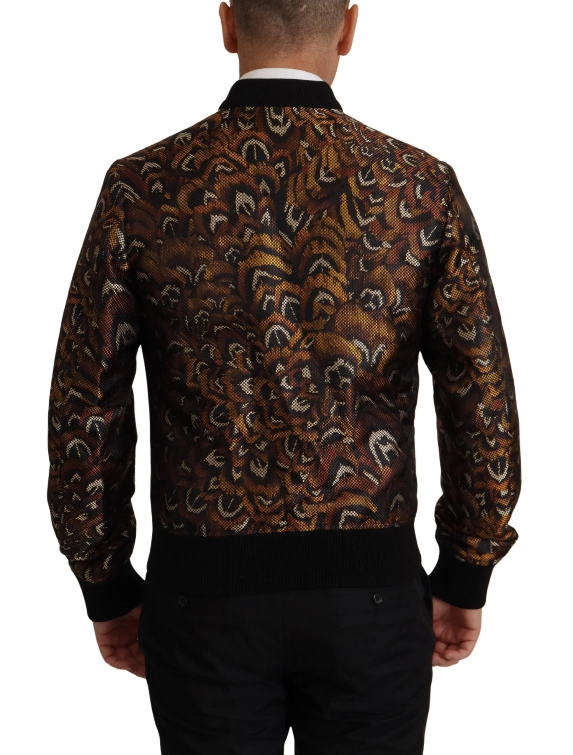 Dolce & Gabbana Brown Feather Full Zip Blouson Jacket - IT44 | XS - Bomber Jackets