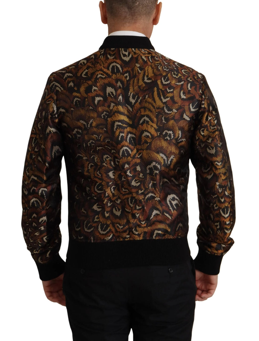 Dolce & Gabbana Brown Feather Full Zip Blouson Jacket - IT44 | XS - Bomber Jackets