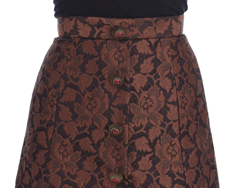 Dolce & Gabbana Brown Floral Brocade Mini Bubble Skirt - IT40|S - Skirts