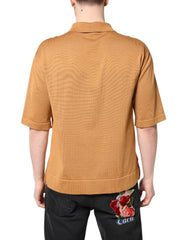 Dolce & Gabbana Brown Floral Collared Short Sleeve T-shirt - IT48 | M - Polos
