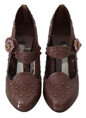 Dolce & Gabbana Brown Floral Crystal CINDERELLA Heels Shoes - EU40/US9.5