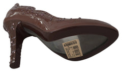 Dolce & Gabbana Brown Floral Crystal Heels CINDERELLA Shoes - EU39/US8.5