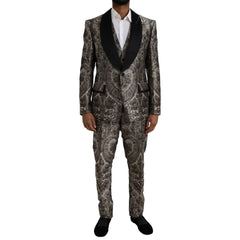 Dolce & Gabbana Brown Floral Jacquard Formal 3 Piece Suit - IT54 | XL - Pant Suits