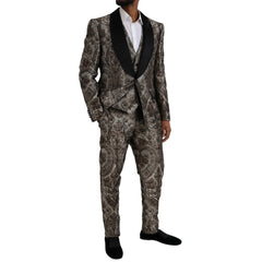 Dolce & Gabbana Brown Floral Jacquard Formal 3 Piece Suit - IT54 | XL - Pant Suits