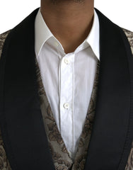 Dolce & Gabbana Brown Floral Jacquard Formal 3 Piece Suit - IT54 | XL - Pant Suits