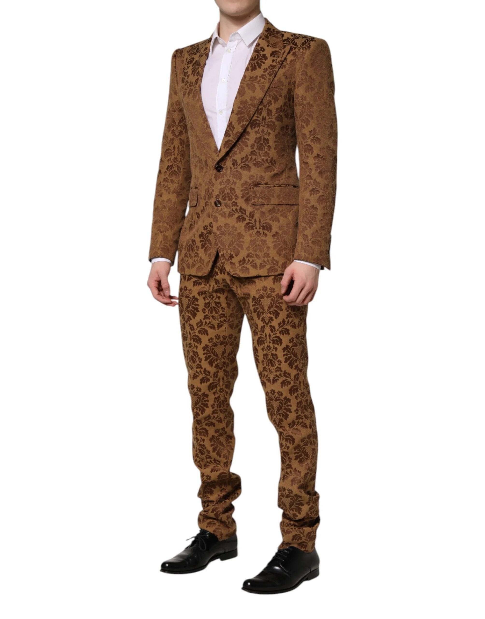 Dolce & Gabbana Brown Floral Jacquard SICILIA 2 Piece Suit - IT48 | M - Pant Suits