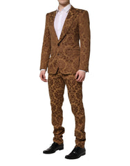 Dolce & Gabbana Brown Floral Jacquard SICILIA 2 Piece Suit - IT48 | M - Pant Suits