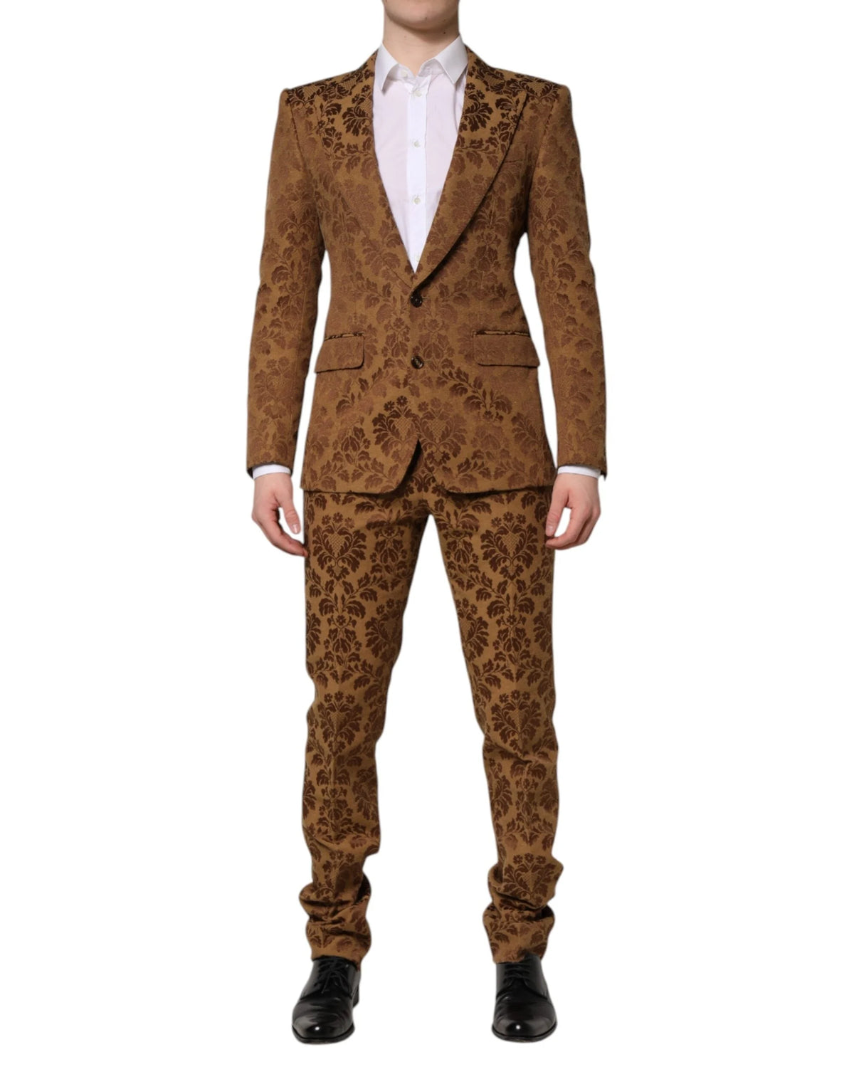 Dolce & Gabbana Brown Floral Jacquard SICILIA 2 Piece Suit - IT48 | M - Pant Suits