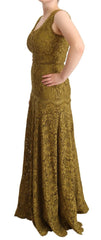 Dolce & Gabbana Brown Floral Lace Maxi Floor Length Dress - IT40|S - Dresses