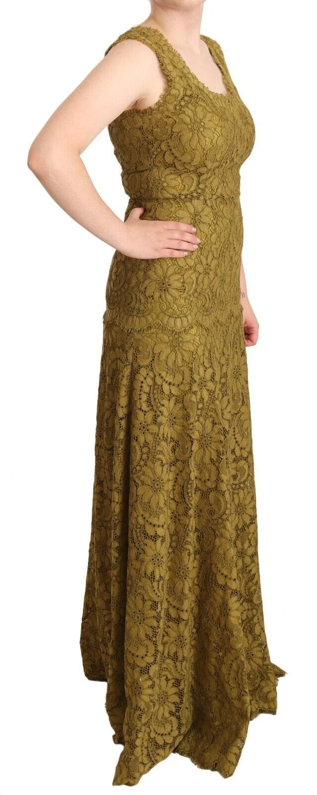 Dolce & Gabbana Brown Floral Lace Maxi Floor Length Dress - IT40|S - Dresses