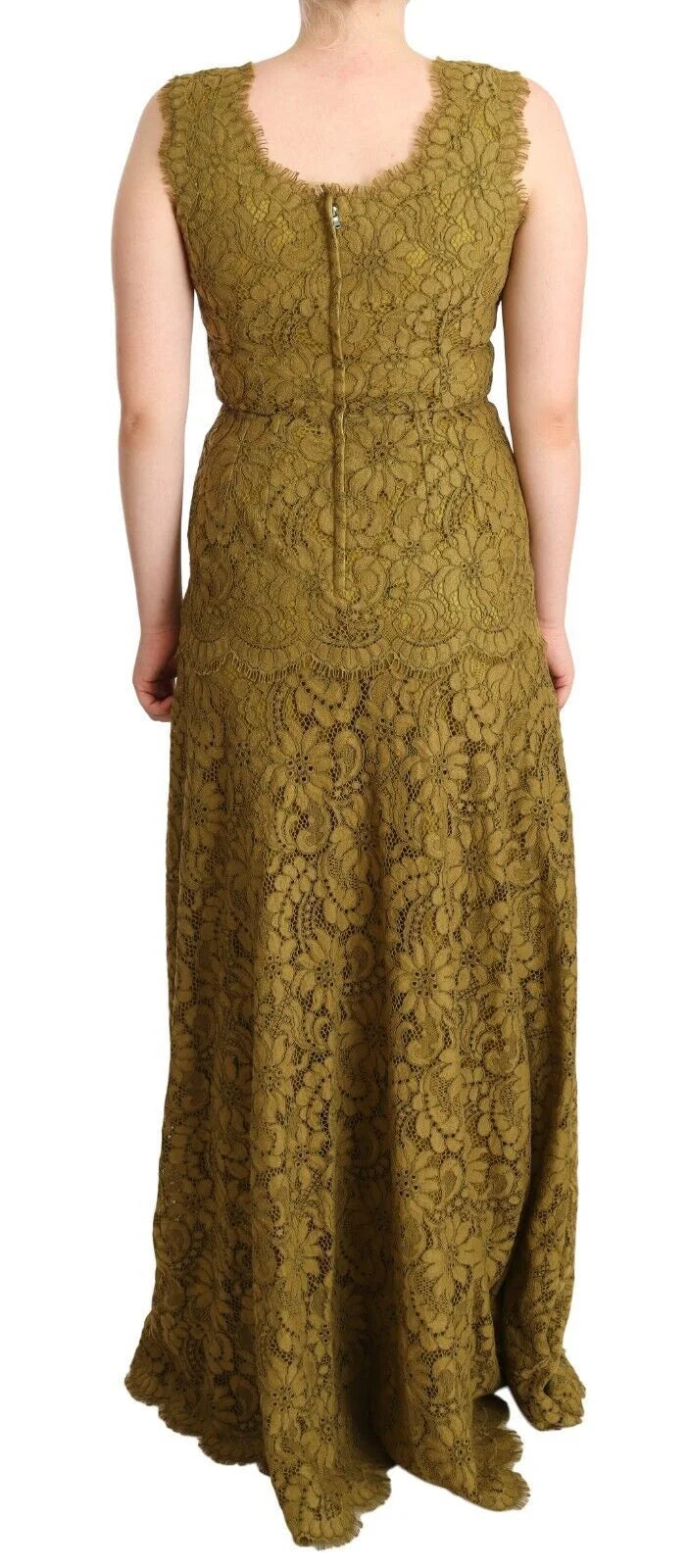 Dolce & Gabbana Brown Floral Lace Maxi Dress AmeOro Dolce & Gabbana Brown Floral Lace Maxi Dress AmeOro