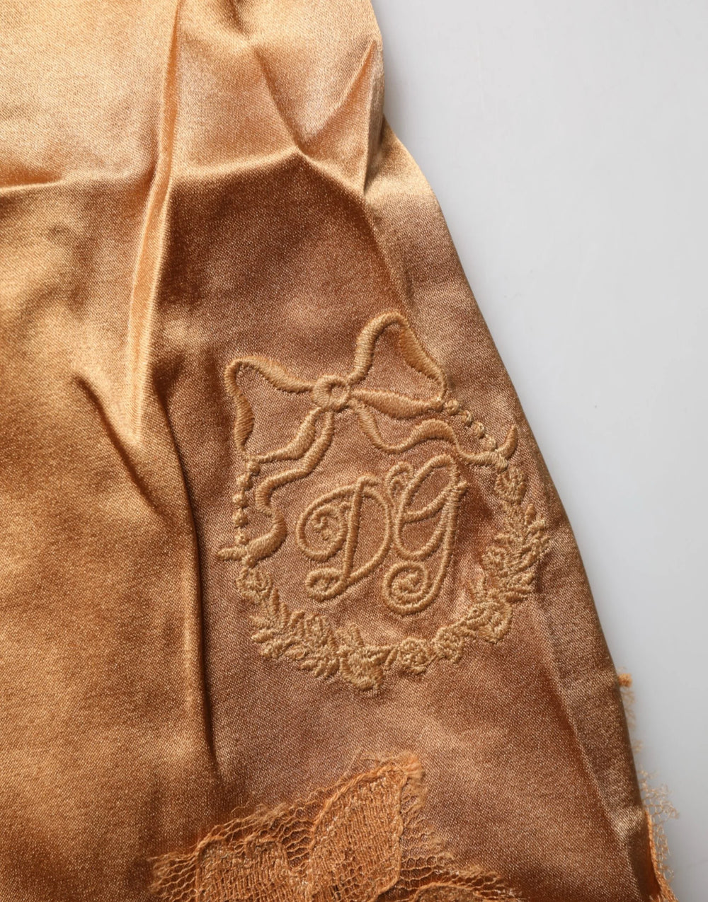 Dolce & Gabbana Brown Floral Lace Silk Satin Tank Lingerie Underwear - Women’s Underwear Slips