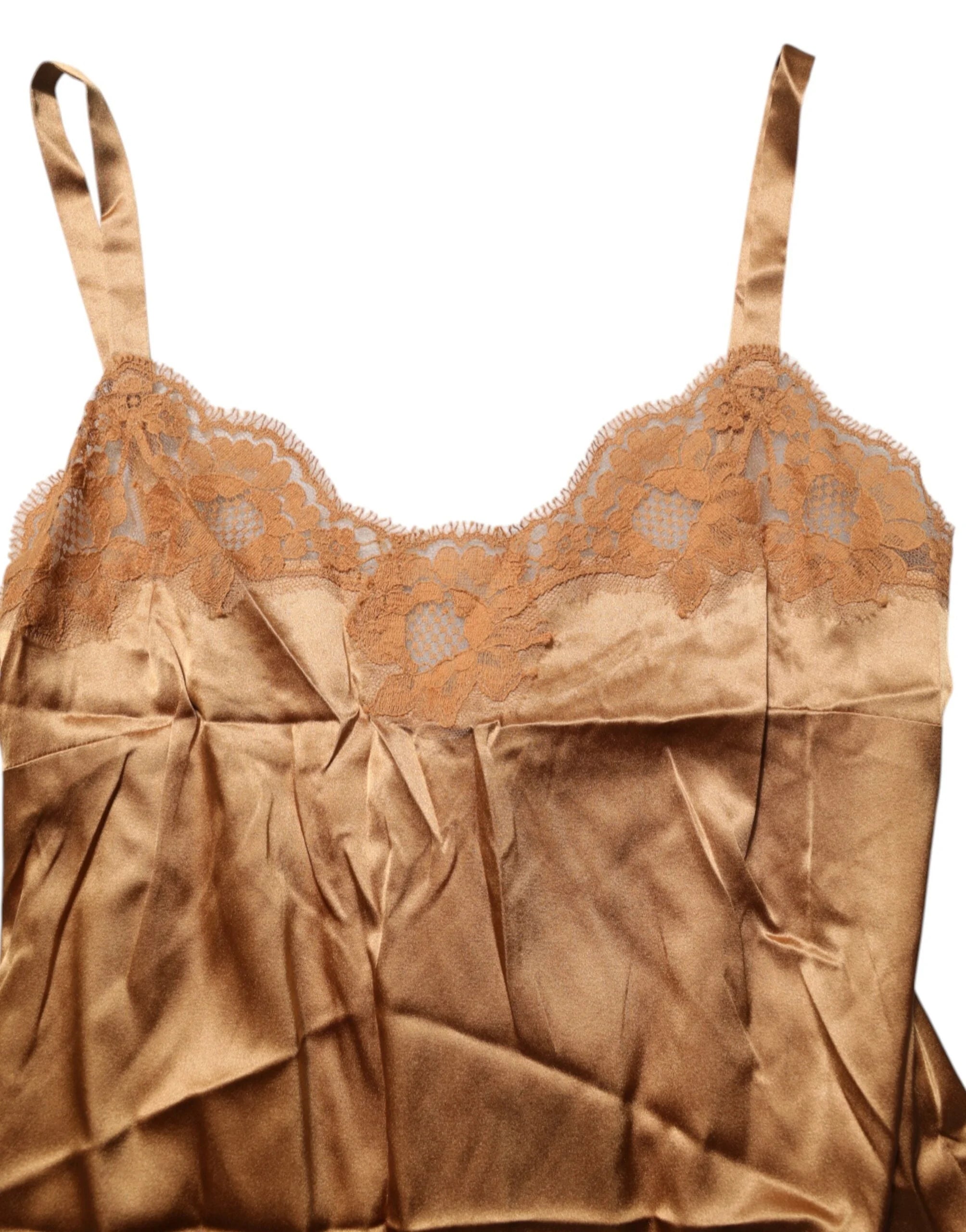 Dolce & Gabbana Brown Floral Lace Tank Lingerie Sleepwear Underwear - IT3 | M - Women’s Underwear Slips
