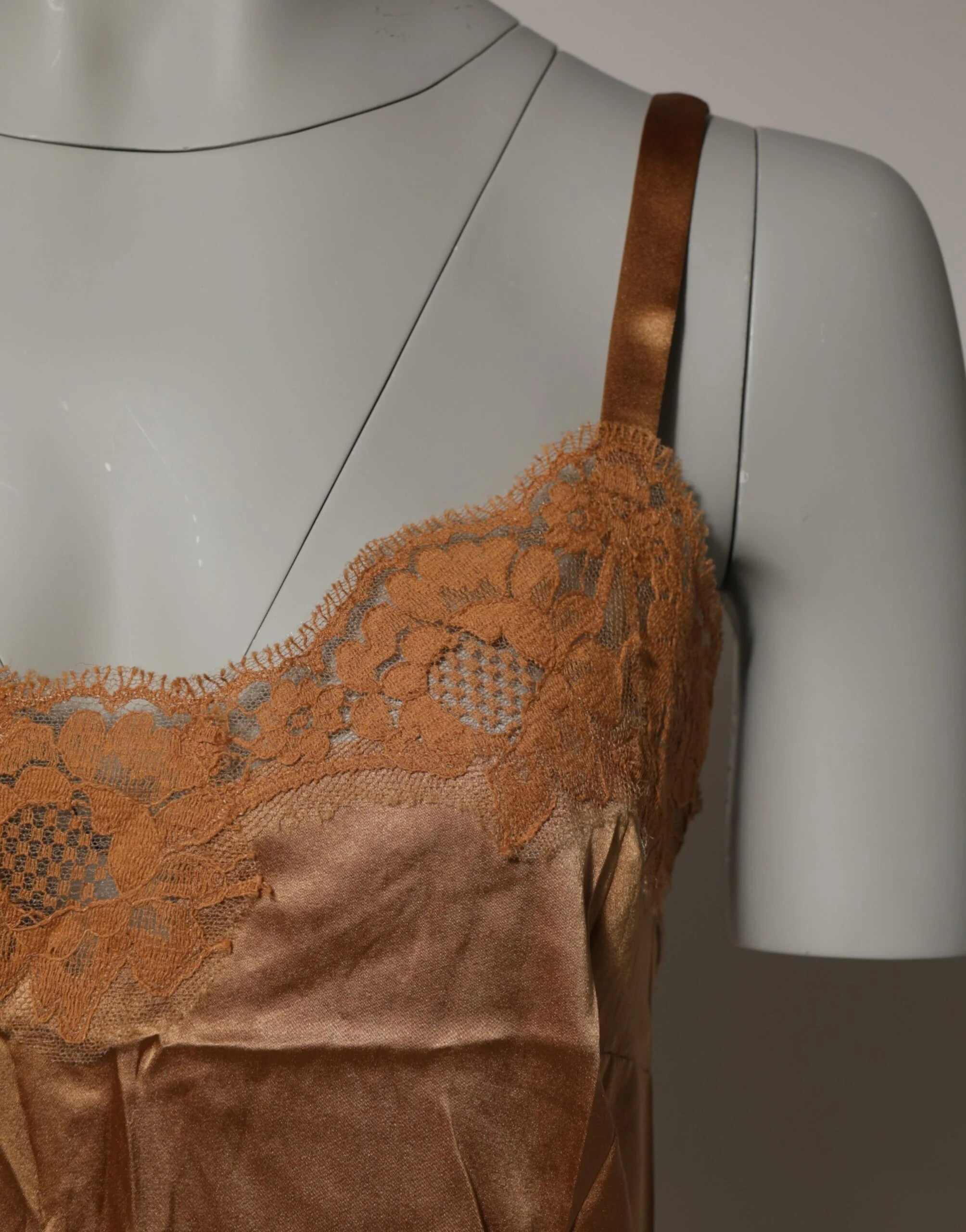 Dolce & Gabbana Brown Floral Lace Tank Lingerie Sleepwear Underwear - IT3 | M - Women’s Underwear Slips