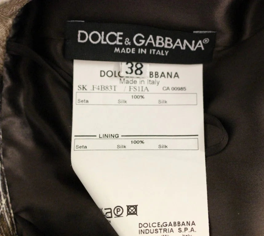 Dolce & Gabbana Brown Floral Silk Straight Full Skirt - Skirts