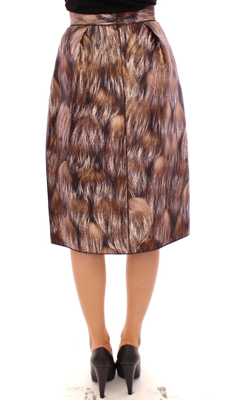 Dolce & Gabbana Brown Floral Silk Straight Full Skirt - Skirts