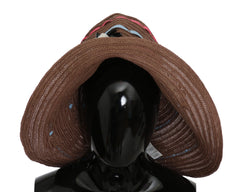 Dolce & Gabbana Brown Floral Wide Brim Straw Floppy Cap Hat - 58 cm|M