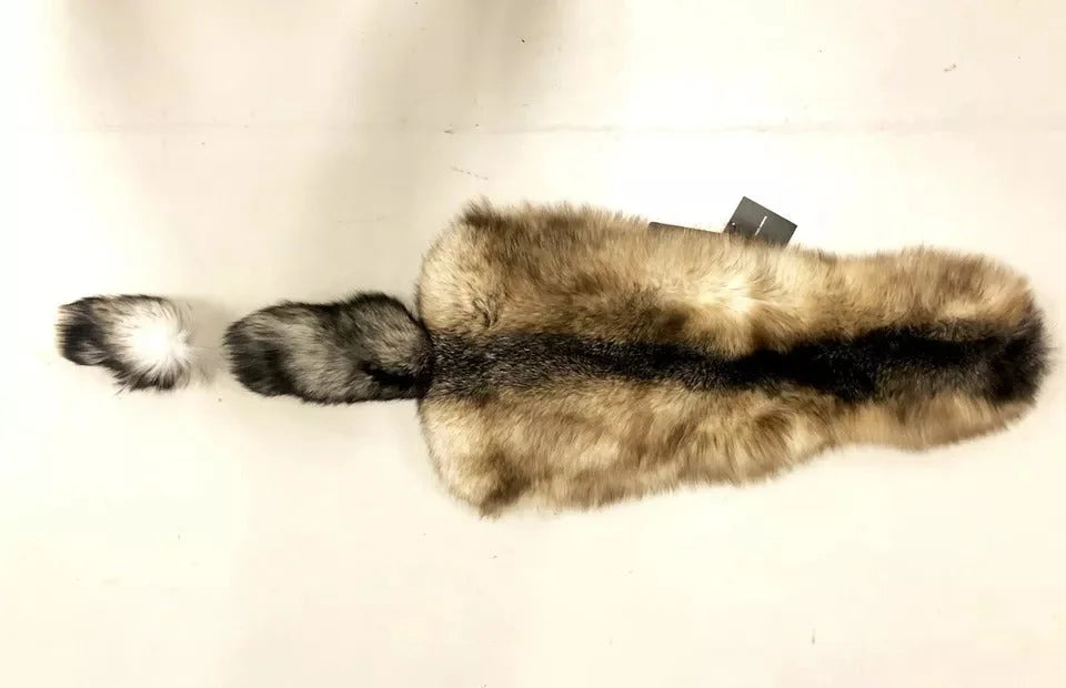 Dolce & Gabbana Brown Fox Tail Fur Shawl Neck Wrap Cover Collar Scarf - Scarves & Shawls