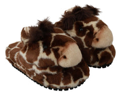 Dolce & Gabbana Brown Giraffe Slippers Flats Sandals Shoes - EU35/US4.5 - Sandals