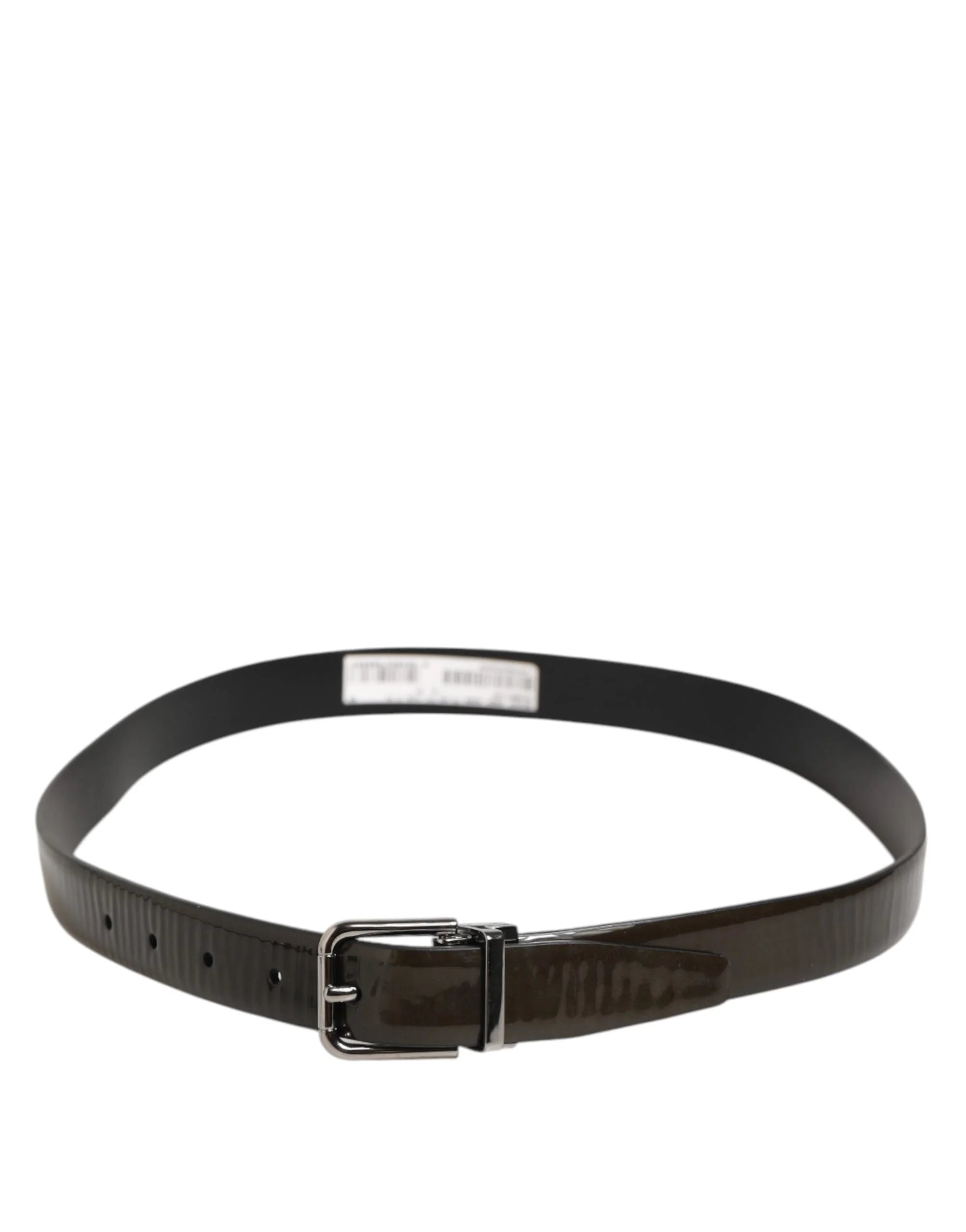 Dolce & Gabbana Brown Glossy Leather Classic Metal Buckle Belt - 90 cm / 36 Inches - Belts